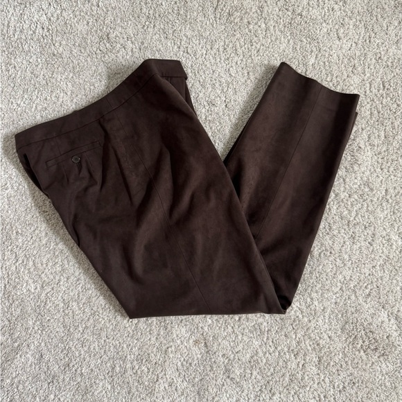 Talbots Vintage Brown Suede Like Flat Front Pants - Picture 1 of 8